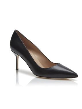 Manolo Blahnik Black Calf Leather pointed toe Pumps